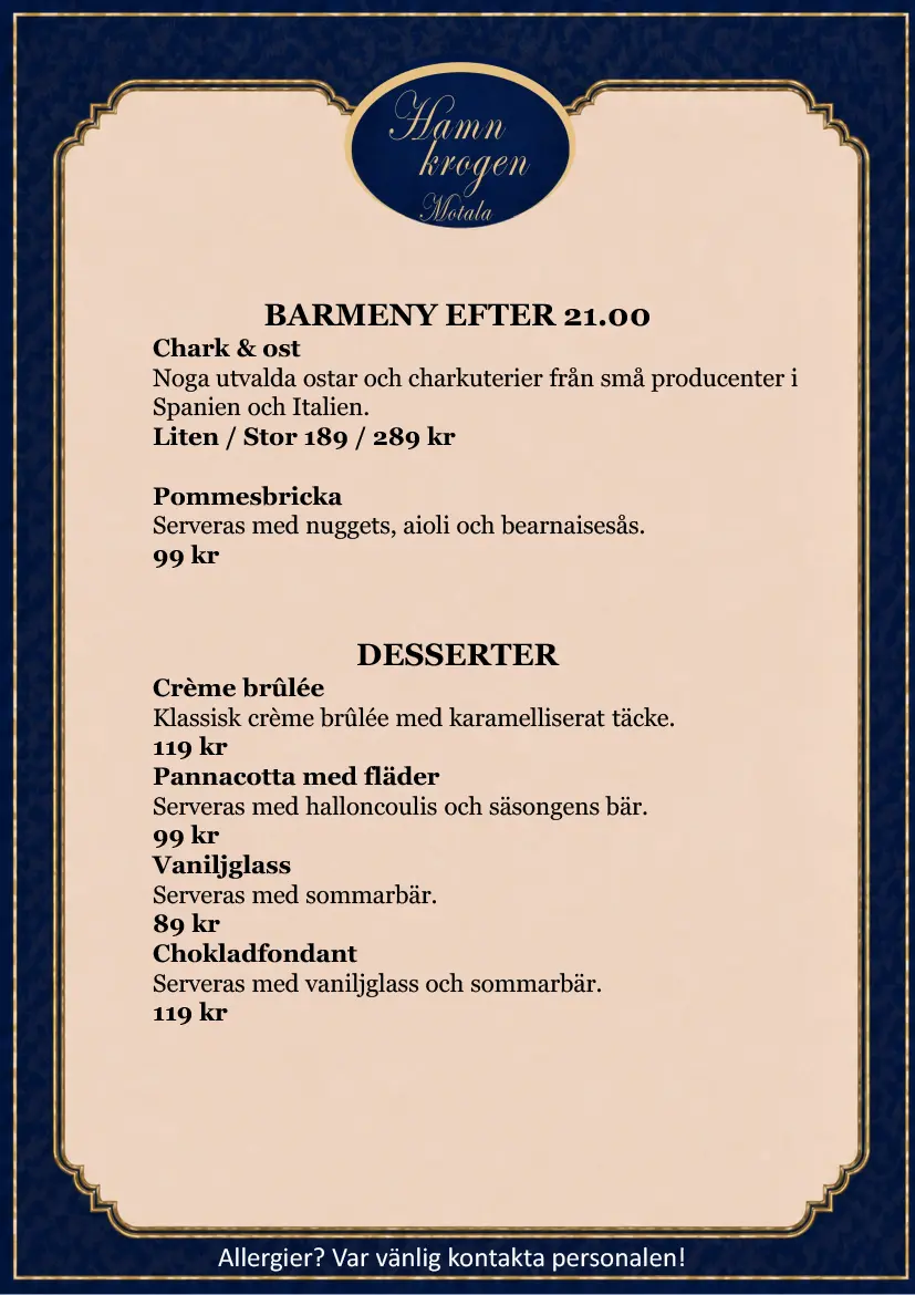 Barnmeny och desserter